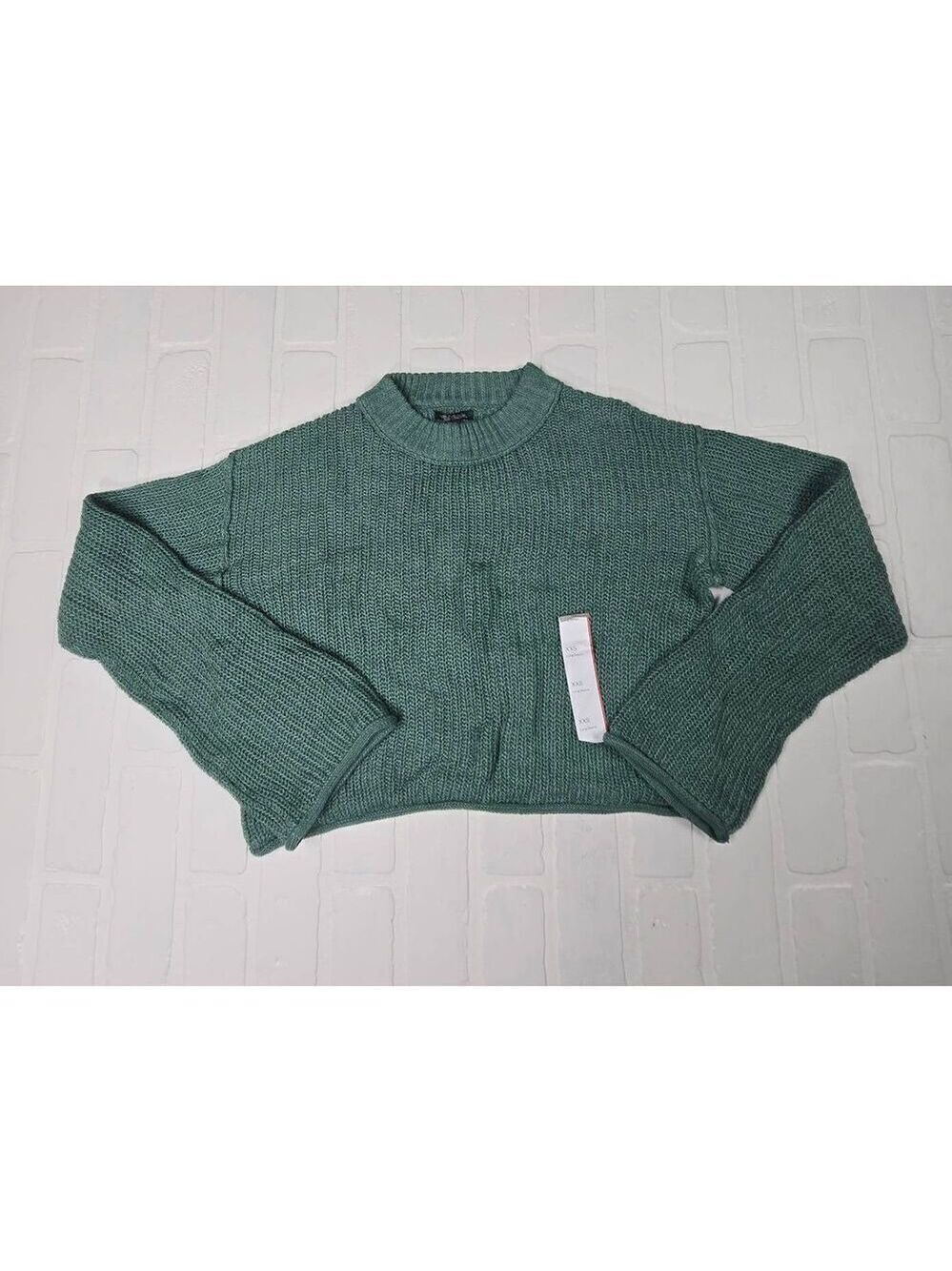 Wild Fable Green Mock Collared Cropped Sweater XXSmall